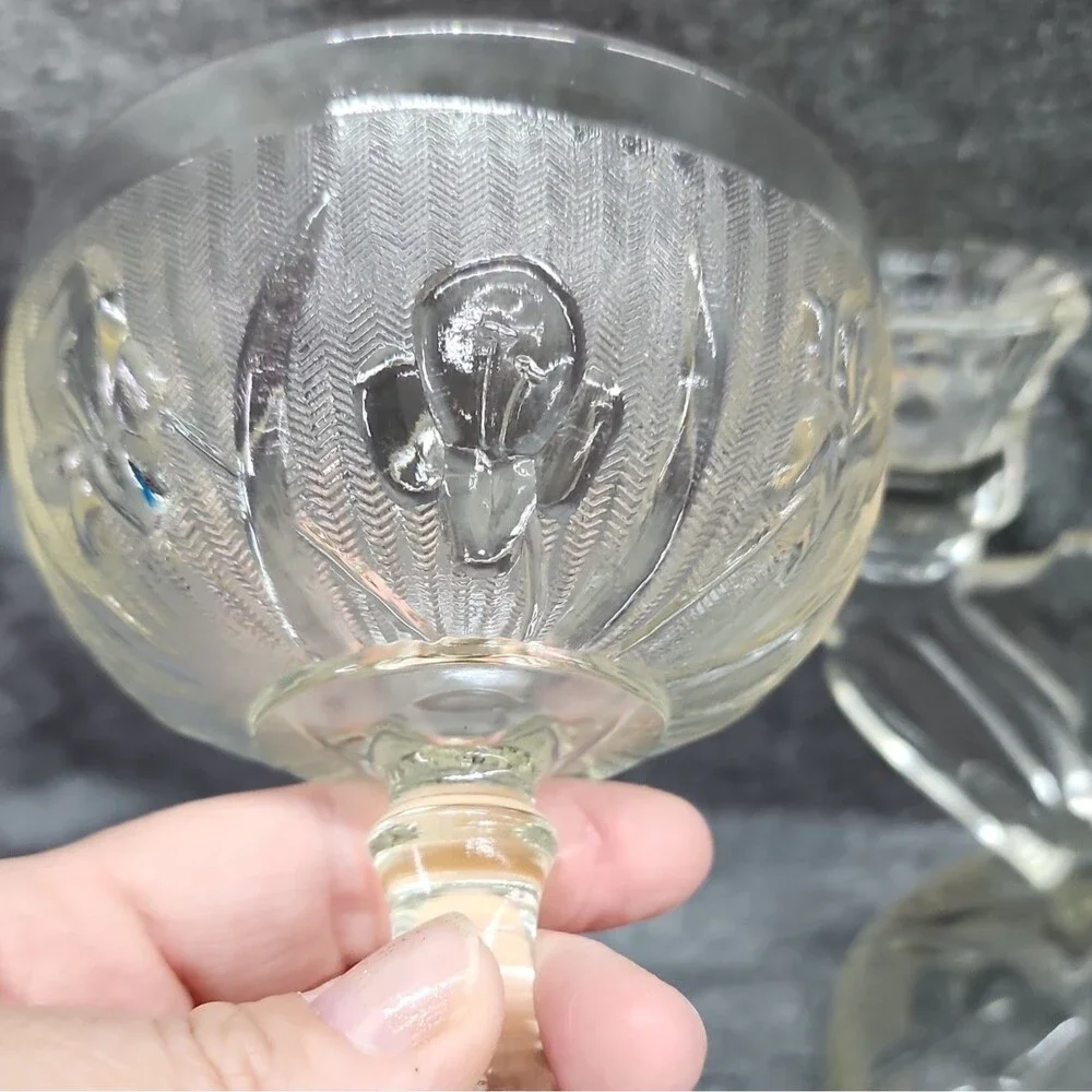 Jeannette Iris & Herringbone Glass Glass Lot Vintage Sherbets and Candle holders